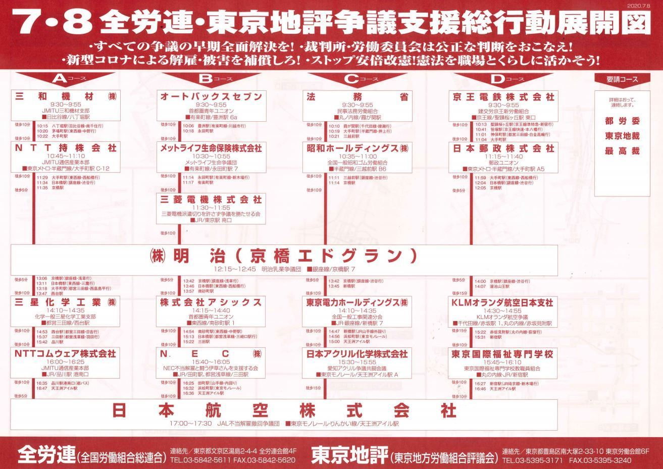 7 8 全労連 東京地評争議支援総行動展開図 千葉労連の資料